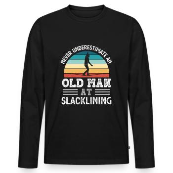 Old Man at Slacklining Fathers Day Funny Gift - Men's Premium Organic Long Sleeve Shirt - black - Front - Nico (187cm)