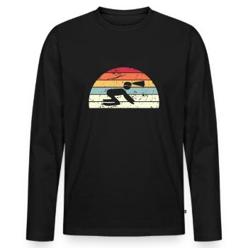 Rétro Spéléologie Coucher de Soleil Vintage Caver Sunrise - T-shirt manches longues Premium bio Homme - noir - Devant - Nico (187cm)