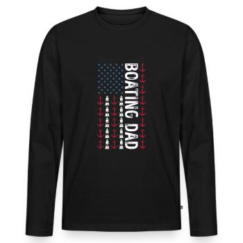 4. Juli Boating Dad American Flag Sailor - Männer Premium Bio Langarmshirt - Schwarz - Vorne - Nico (187cm)