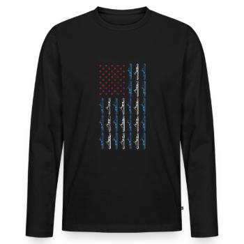 Sous-marin drapeau américain 4 juillet Navy USA - T-shirt manches longues Premium bio Homme - noir - Devant - Nico (187cm)