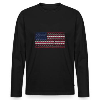 Vintage Motorcycle Biker American Flag 4th of July - Men's Premium Organic Long Sleeve Shirt - black - Front - Nico (187cm)