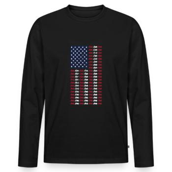Vintage Moped American Flag 4. Juli Roller - Männer Premium Bio Langarmshirt - Schwarz - Vorne - Nico (187cm)