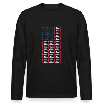 Pontoon Boat Beer Party Boire pavillon américain 4 juillet - T-shirt manches longues Premium bio Homme - noir - Devant - Nico (187cm)