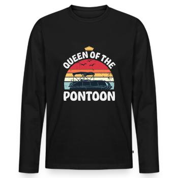 Königin des Pontonbootes Bootfahren Mädchen Party Geschenk - Männer Premium Bio Langarmshirt - Schwarz - Vorne - Nico (187cm)