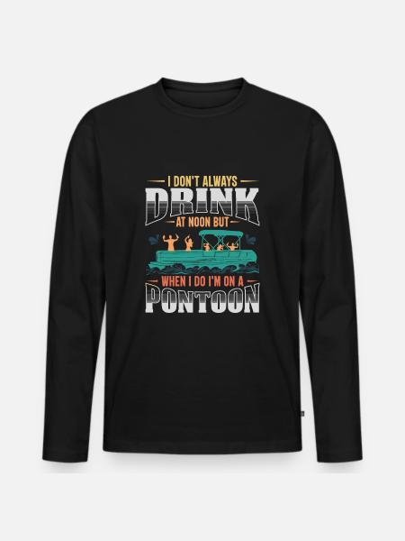 Lustiges Ponton-Trinkboot-Geschenk - Männer Premium Bio Langarmshirt - Schwarz