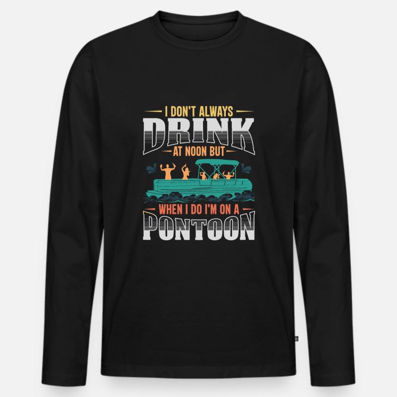 Lustiges Ponton-Trinkboot-Geschenk - Männer Premium Bio Langarmshirt - Schwarz