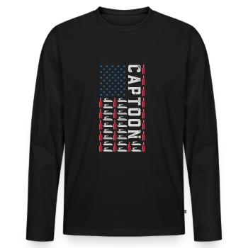 Captoon American Flag Pontoon Captain Beer Juli - Männer Premium Bio Langarmshirt - Schwarz - Vorne - Nico (187cm)