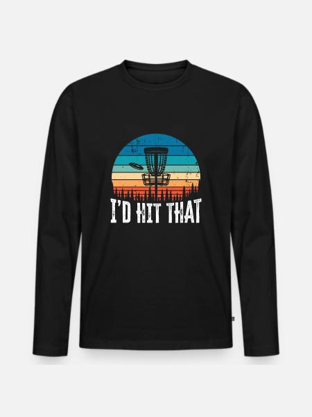 I'd Hit that Funny Disc Golf Sunset Gift - Men's Premium Organic Long Sleeve Shirt - black
