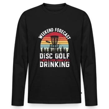 Disc Golf und Trinken lustiges Geschenk - Männer Premium Bio Langarmshirt - Schwarz - Vorne - Nico (187cm)