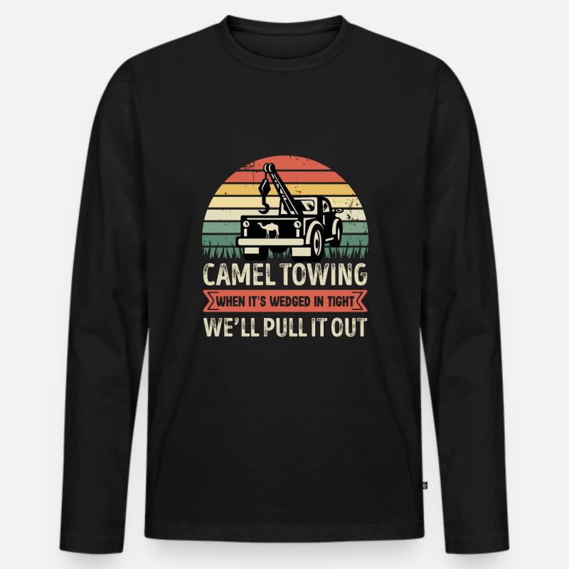 Kamel Abschleppen Retro Erwachsene Humor Lustig Halloween - Männer Premium Bio Langarmshirt - Schwarz