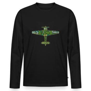 Vollständiges phonetisches Alphabet Militärflugzeug Pilot - Männer Premium Bio Langarmshirt - Schwarz - Vorne - Nico (187cm)