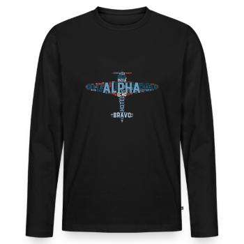 Plane Phonetic Alphabet Aviation Gift ipa - Men's Premium Organic Long Sleeve Shirt - black - Front - Nico (187cm)