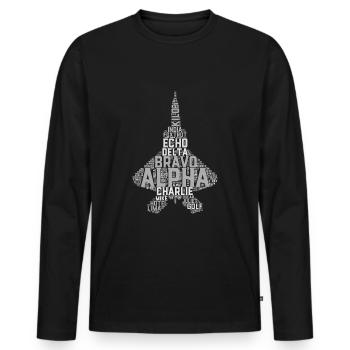 Militär Jet Pilot Geschenk Luftfahrt Phonologie - Männer Premium Bio Langarmshirt - Schwarz - Vorne - Nico (187cm)