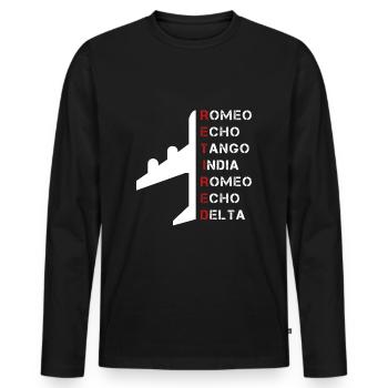 Romeo Echo Tango India Romeo Echo Delta - Men's Premium Organic Long Sleeve Shirt - black - Front - Nico (187cm)