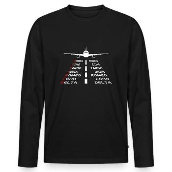 Pensionierter Pilot Phonetic Alphabet Aviation Plane - Männer Premium Bio Langarmshirt - Schwarz - Vorne - Nico (187cm)