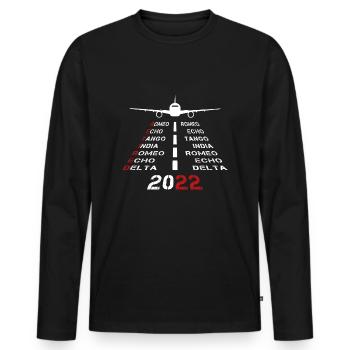 Pensionierter Pilot 2022 Phonetic Alphabet Plane Runway - Männer Premium Bio Langarmshirt - Schwarz - Vorne - Nico (187cm)