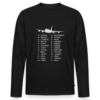 Volles phonetisches Alphabet Luftfahrt Flugzeug Geschenk Männer - Männer Premium Bio Langarmshirt - Schwarz - Vorne - Nico (187cm)