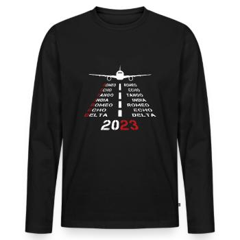 Pensionierter Pilot 2023 Phonetic Alphabet Plane Runway - Männer Premium Bio Langarmshirt - Schwarz - Vorne - Nico (187cm)