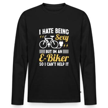 Je déteste être sexy mais je suis un EBiker donc je ne peux pas - T-shirt manches longues Premium bio Homme - noir - Devant - Nico (187cm)