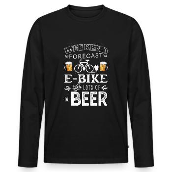 Funny Weekend Forecast EBike & Beer - Men's Premium Organic Long Sleeve Shirt - black - Front - Nico (187cm)