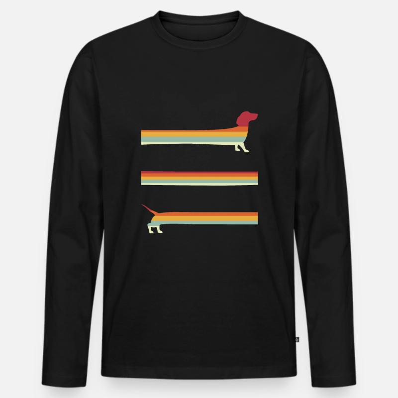 Extra langer Retro Dackel - Männer Premium Bio Langarmshirt - Schwarz