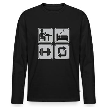 Bodybuilder Kraftsport Fitness Motiv - Männer Premium Bio Langarmshirt - Schwarz - Vorne - Nico (187cm)