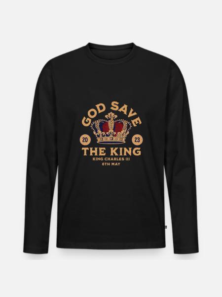 Kong Charles III kroning 2023 - Premium økologisk langærmet T-shirt til mænd - sort