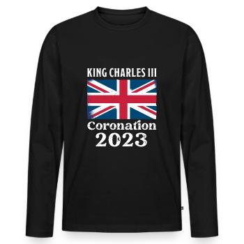 Couronnement 2023 King Charles III - T-shirt manches longues Premium bio Homme - noir - Devant - Nico (187cm)