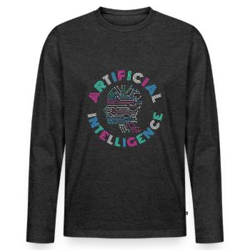 Cadeau d’intelligence artificielle - T-shirt manches longues Premium bio Homme - anthracite chiné - Devant - Nico (187cm)