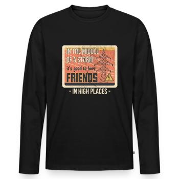 Power Lineman Power Line Electrician - Men's Premium Organic Long Sleeve Shirt - black - Front - Nico (187cm)