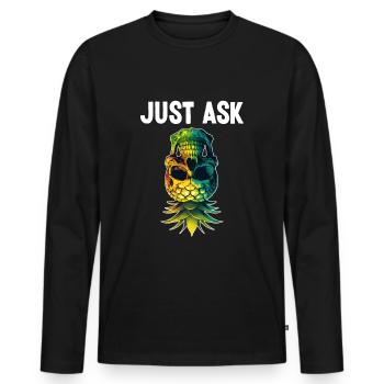 Fragen Sie einfach Upside Down Pineapple Skull Swinger - Männer Premium Bio Langarmshirt - Schwarz - Vorne - Nico (187cm)