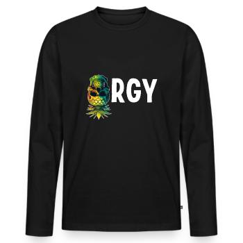 Orgie Upside Down Ananas Totenkopf Swinger Swinging - Männer Premium Bio Langarmshirt - Schwarz - Vorne - Nico (187cm)