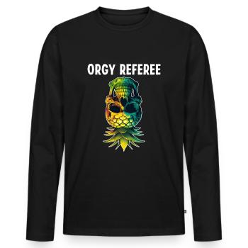 Orgie Schiedsrichter Funny Upside Down Ananasschädel - Männer Premium Bio Langarmshirt - Schwarz - Vorne - Nico (187cm)