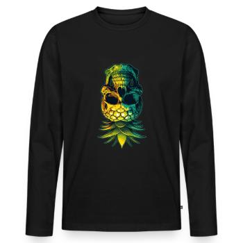 Upside Down Ananas Totenkopf Swinger Swinging Geschenk - Männer Premium Bio Langarmshirt - Schwarz - Vorne - Nico (187cm)