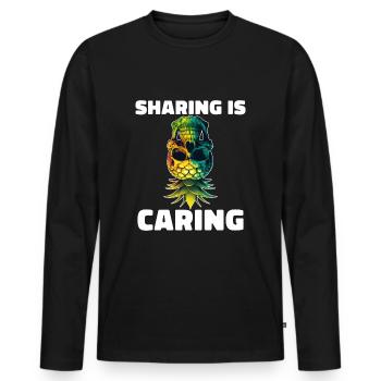 Sharing is Caring Swinging Swinger Upside Down - Men's Premium Organic Long Sleeve Shirt - black - Front - Nico (187cm)