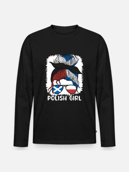 Halb Schottin, halb Polnisch Polen Schottland - Männer Premium Bio Langarmshirt - Schwarz