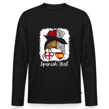 España Half English Half Spanish Girl Spain chica - Men's Premium Organic Long Sleeve Shirt - black - Front - Nico (187cm)