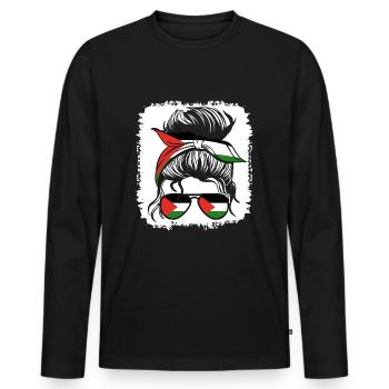 Palestine Palestinian Flag Girls Palestinian - Men's Premium Organic Long Sleeve Shirt - black - Front - Nico (187cm)