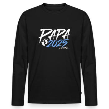 Papa 2025 loading - Männer Premium Bio Langarmshirt - Schwarz - Vorne - Nico (187cm)