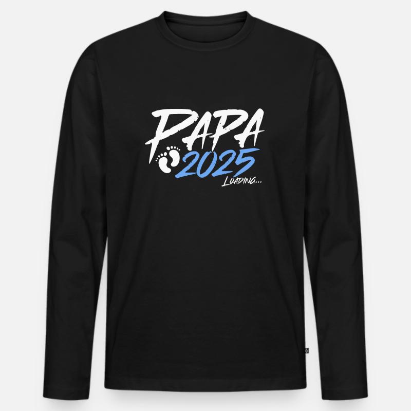 Papa 2025 loading - Männer Premium Bio Langarmshirt - Schwarz