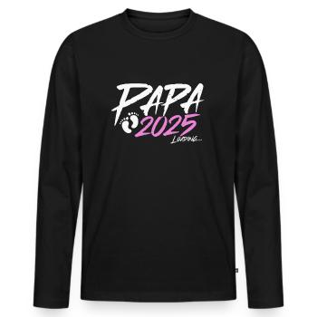 Papa 2025 loading - Männer Premium Bio Langarmshirt - Schwarz - Vorne - Nico (187cm)