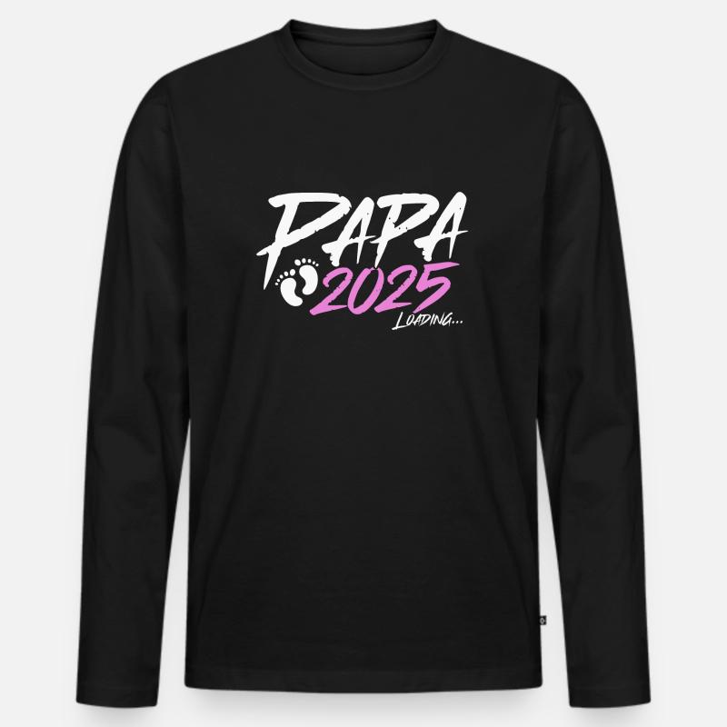 Papa 2025 loading - Männer Premium Bio Langarmshirt - Schwarz