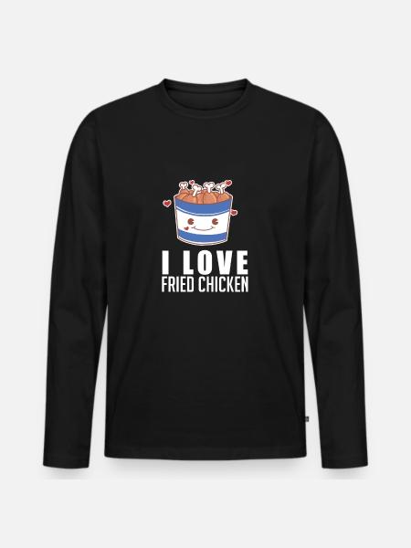 I Love Fried Chicken Crips Drumstick Bucket Funny - Men's Premium Organic Long Sleeve Shirt - black