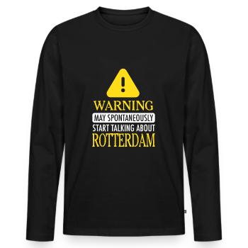 WARNING!: Rotterdam - Men's Premium Organic Long Sleeve Shirt - black - Front - Nico (187cm)