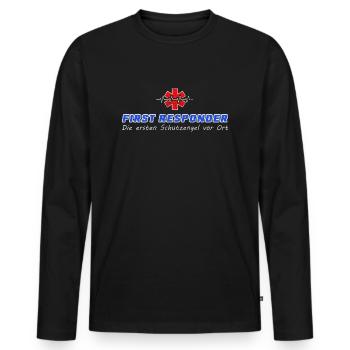 Cooles First Responder Schutzengel Shirt - Männer Premium Bio Langarmshirt - Schwarz - Vorne - Nico (187cm)