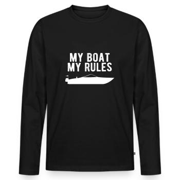 BATEAU: Mon bateau mes règles - T-shirt manches longues Premium bio Homme - noir - Devant - Nico (187cm)