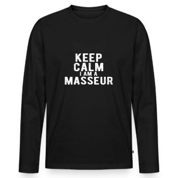 Keep Calm I am a masseur - Men's Premium Organic Long Sleeve Shirt - black - Front - Nico (187cm)
