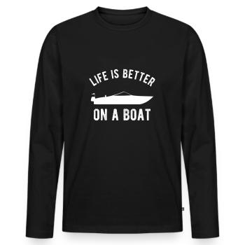 BOATING: Life is better on a boat - Men's Premium Organic Long Sleeve Shirt - black - Front - Nico (187cm)