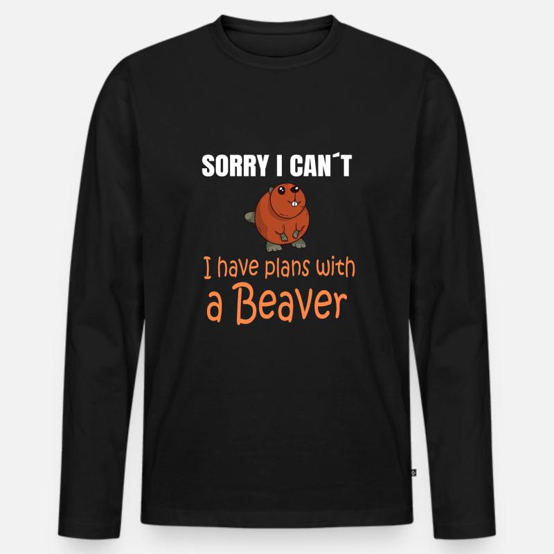 BEAVER: Plans with a Beaver - Männer Premium Bio Langarmshirt - Schwarz