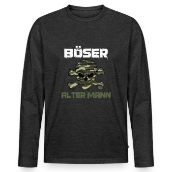 Herren Böser alter Mann Camouflage Tarnmuster - Männer Premium Bio Langarmshirt - Anthrazit meliert - Vorne - Nico (187cm)